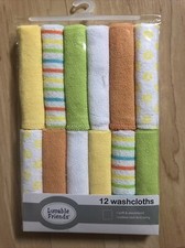Luvable Friends Washcloths, 12-Pack, Multi Color Brand New