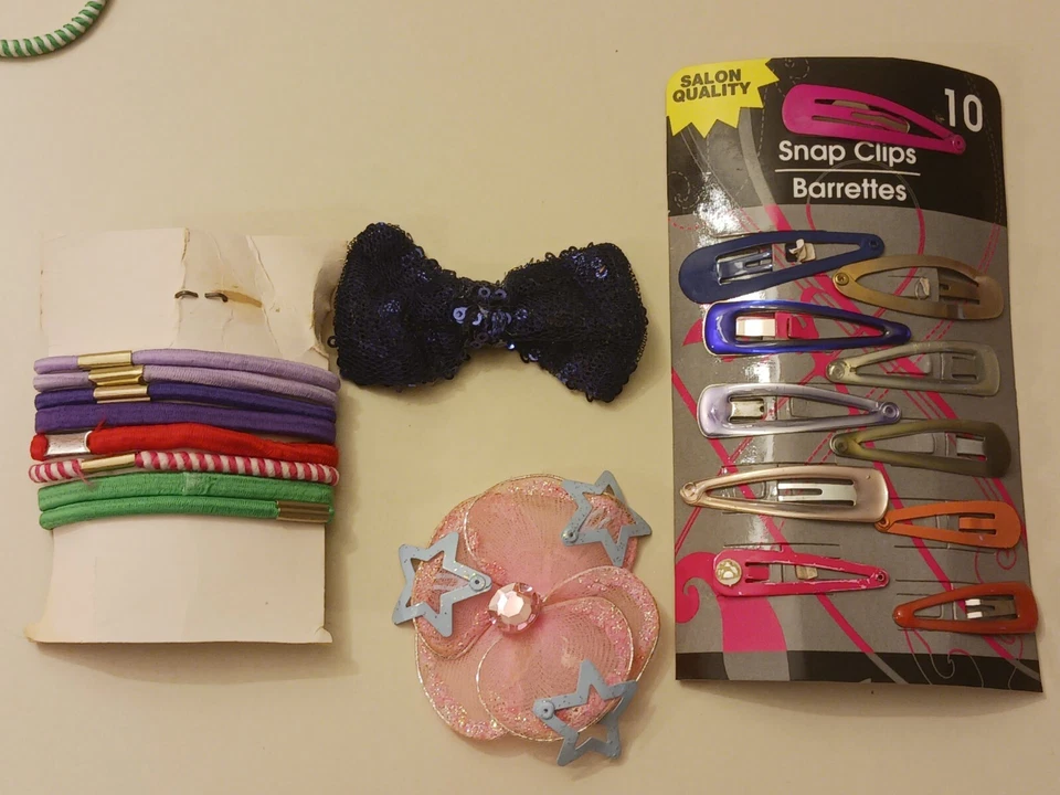 Lote de 90+ accesorios para el cabello elásticos y con textura cola de caballo para niñas Foto 3 de 4