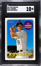 Pop 1 SGC 10 Dj LeMahieu 2018 Topps Heritage #65 100th Anniversary SSP /25 