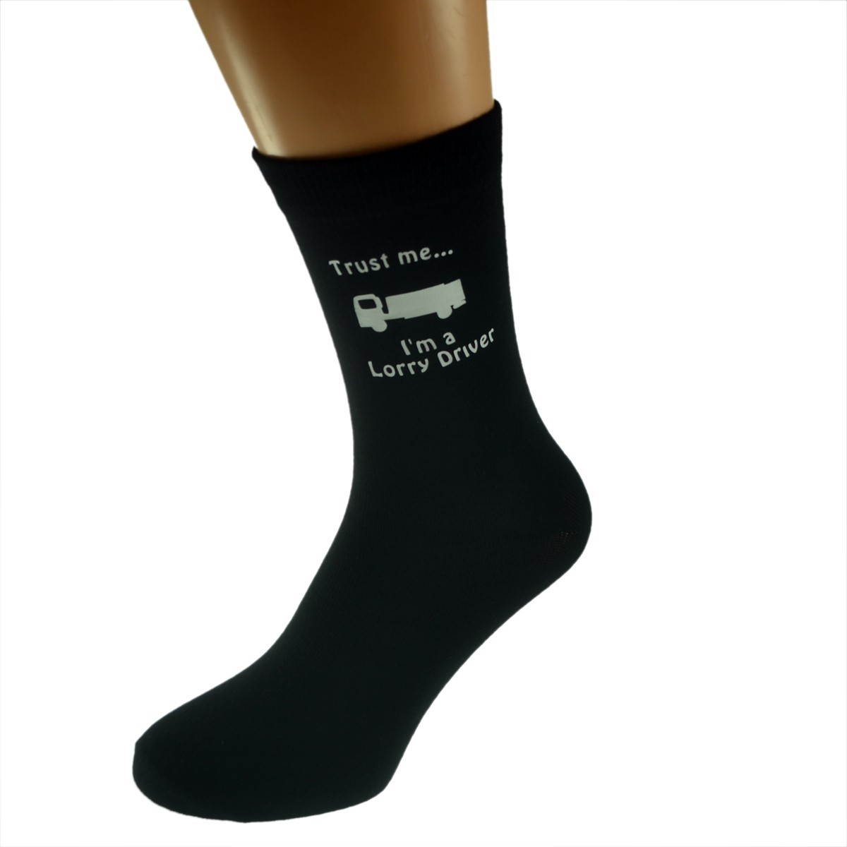 Trust me I'm a Lorry Driver & Lorry Image Printed Design Mens Black Socks