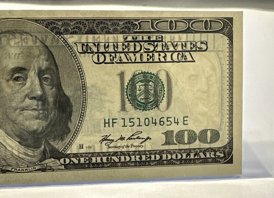 $100 Bill UNCIRCULATED 2006 - Older Style FRN FANCY Serial F6 With Print Errors - Image 2 of 4