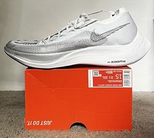 Size 15M- Nike ZoomX Vaporfly Next% 2 White Black Silver Shoes NBY (CU4111-100)