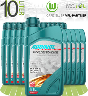 10x1 Liter Addinol Super Power MV 0537 Leichtlaufmotorenöl 5W-30 LL API SM CF 