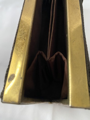 Borsa da sera vintage anni '50 marrone cioccolato frizione - Foto 21 di 24