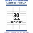 Avery Easy Peel Laser Address Labels 1" x 2 5/8" (5160) PICK YOUR OWN # OF LABEL
