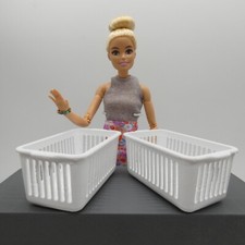 1/6 Scale Doll Furniture Laundry Hampers White Set of Two Bins Barbie Diorama