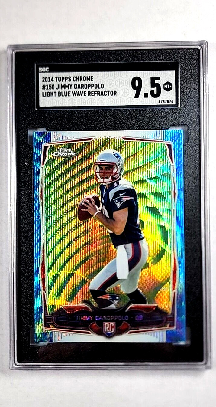 2014 Topps Chrome Blue Wave Refractor Jimmy Garoppolo Rookie RC SGC 9.5 Mint+