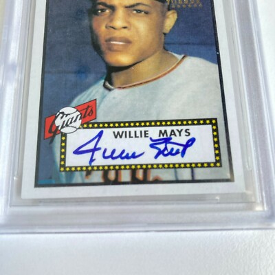 1952 Topps Willie Mays Signed Autographed RP RC Baseball Card BGS