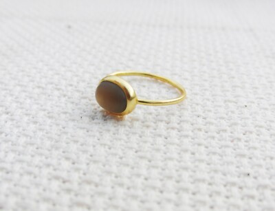 Smoky Quartz Ring 925 Sterling Silver Oval Cabochon Gemstone Dainty Ring Gift 