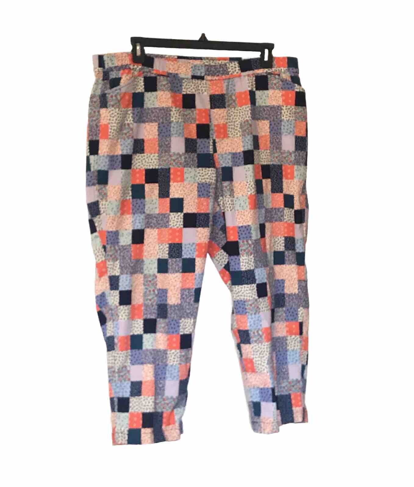 Lands End Patchwork Cropped Pants Plus Size 20W F… - image 1