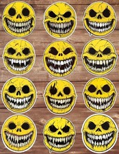Evil Smiley Face Die Cut Vinyl Stickers Set Scrapbooking Laptop Water Bottle
