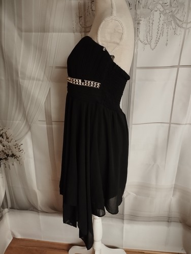 Maya Deluxe schwarzes, schulterfreies Abendkleid mit Glitzersteinen, Gr. 40 - Bild 2 von 3