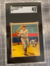 1934-36 DIAMOND STARS #6 MAX BISHOP RED SOX BASEBALL CARD SGC 4 VG/EX 1935