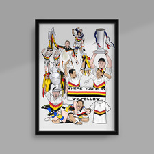 The Bulls Legends Handmade Illustrated Rugby Poster Print A4