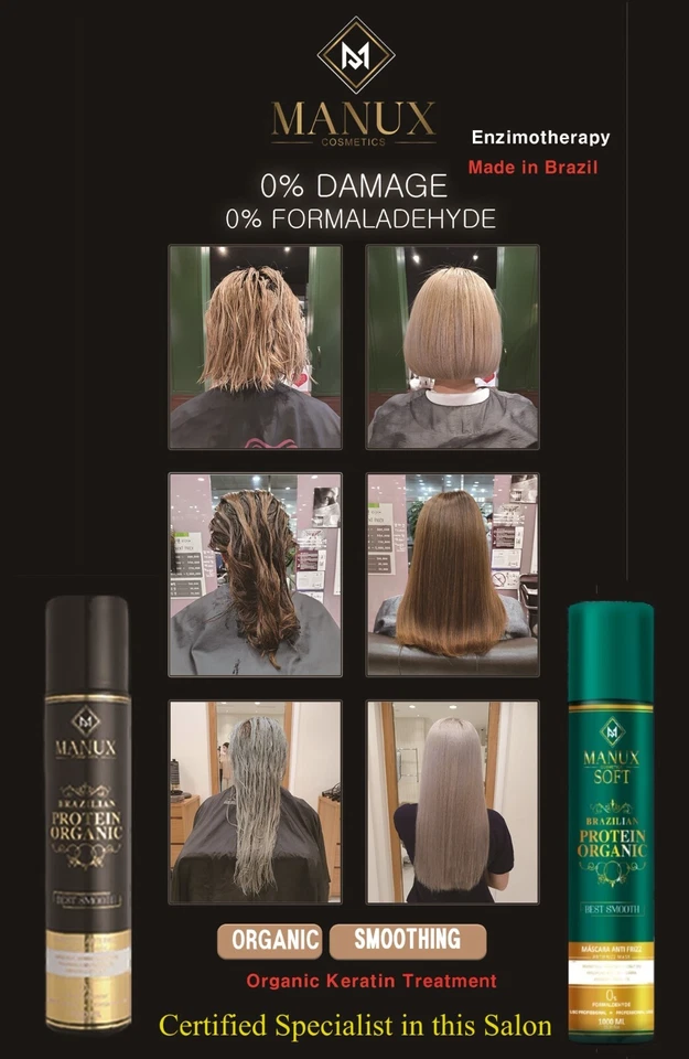 Tratamiento Suavizante Orgánico Proteína Brasileña Manux Original en Agente Púrpura Foto 3 de 3