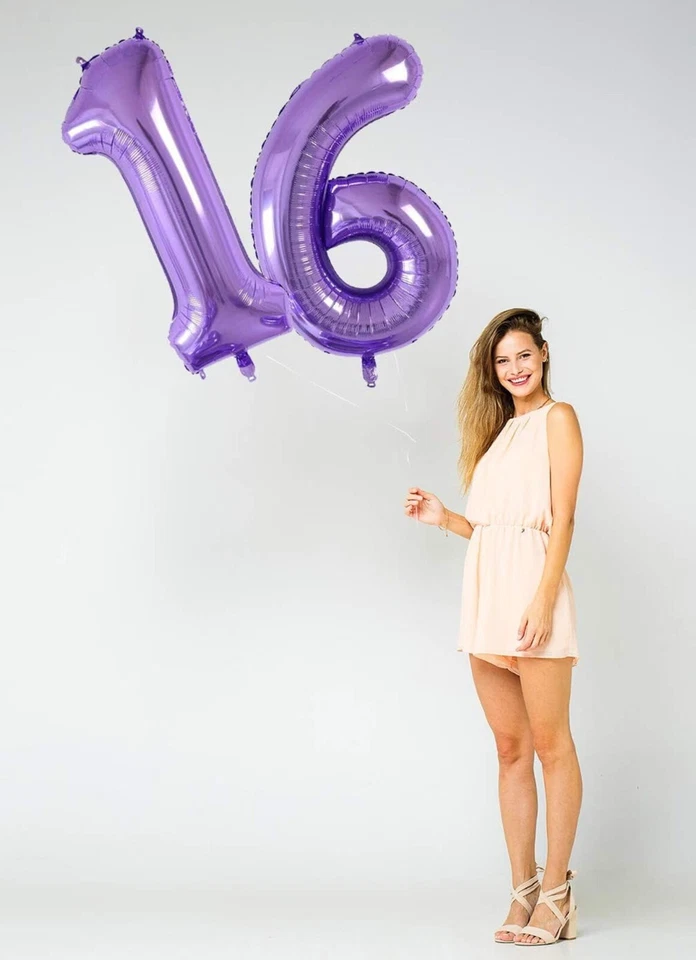 Giant 40" Inch Purple Number Foil Balloons 0/1/2/3/4/5/6/7/8/9 Birthday Party - Image 3 of 4
