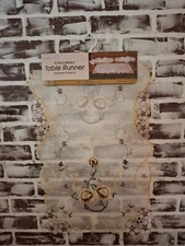 New Vintage American Linens Embroidered Table Runner 16x36 Yellow Floral Cottage