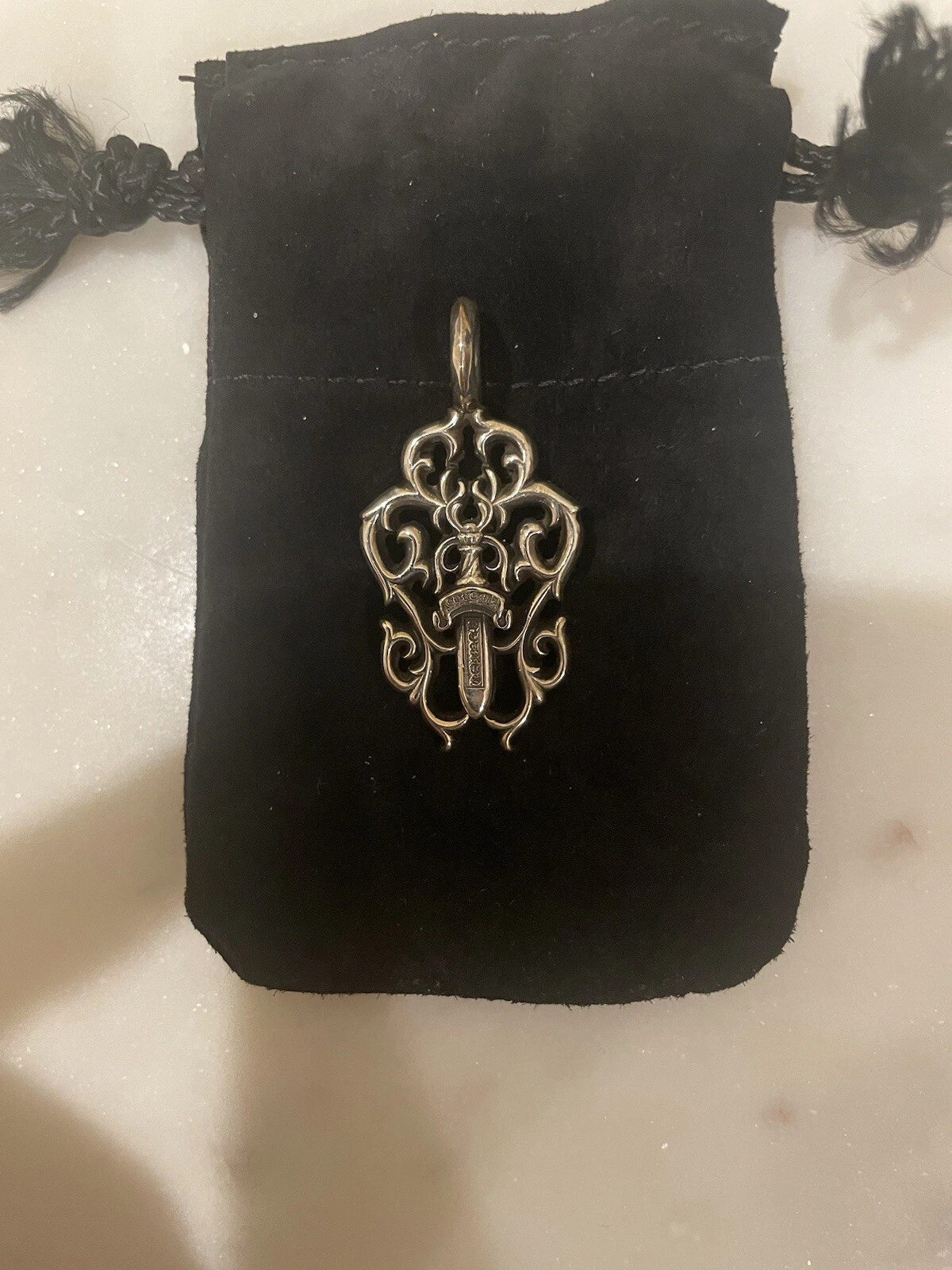 CHROME HEARTS Pendente pugnale vite cuori cromati