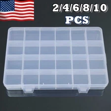 2-10PCS 24 Grid Plastic Box Case Jewelry Bead Storage Container Craft Organizer