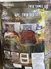  WOW NWT JURASSIC WORLD Park Dinosaurs Twin Comforter  Sheet Set Bed in bag