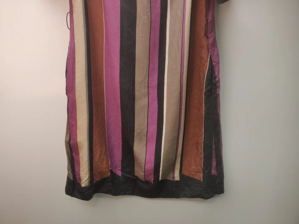 Vestido Hobbs Talla 14 Rosa Negro Rayas Mezcla Lana Seda Completamente Forrado Manga Corta Foto 3 de 4