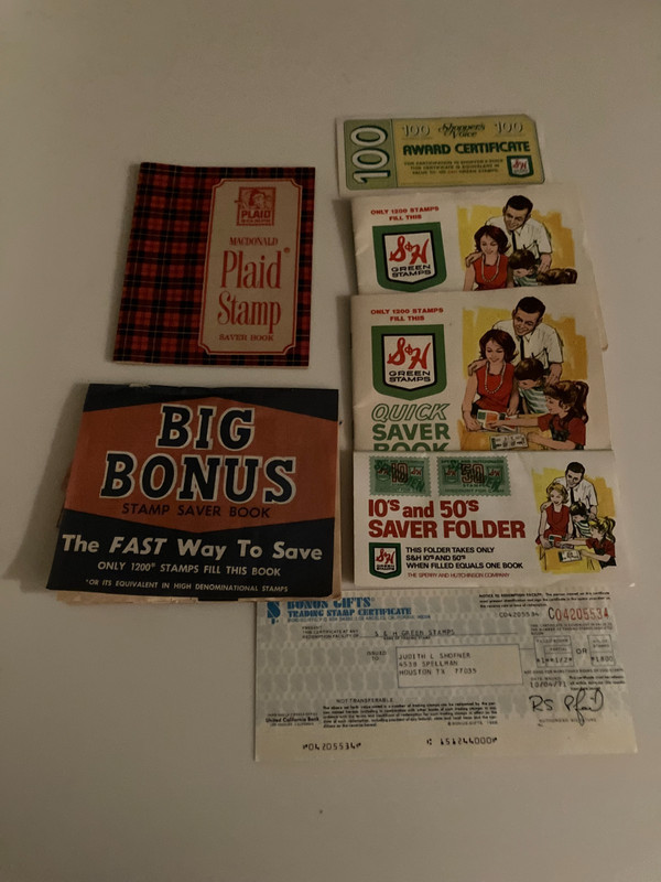S & H, PLAID AND BIG BONUS STAMP BOOKS WITH STAMPS