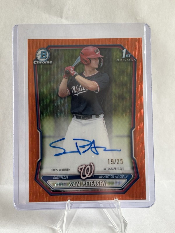 2026 Bowman Chrome Sam Petersen Orange Wave 1st Bowman Auto /25 Nationals MLB