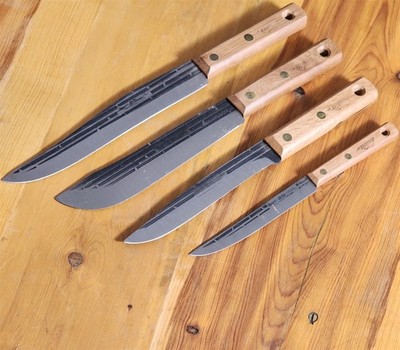 VINTAGE SET OF (4) LIBERTY FORGE REGENT SHEFFIELD CARBON STEEL BUTCHER KNIFE 