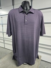Peter Millar Summer Comfort Performance Polo Shirt Men's XL Purple Striped Golf