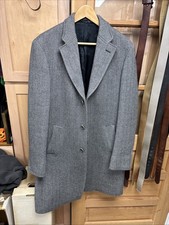 John Varvatos Italy 100% Wool charcoal tweed Top coat EURO 48 38 - 40 US Medium