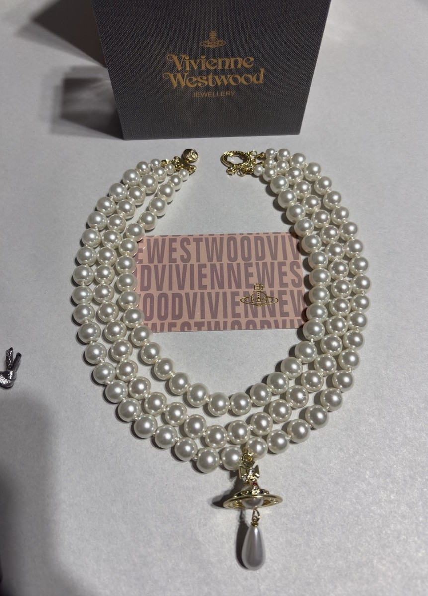 Westwood Necklace Three Row String Of Pearls Vivienne Westwood