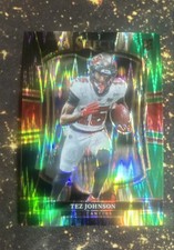 2025 Panini Select Premier Level Tez Johnson #138 Black & Green Shock Prizm (RC)