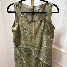 Old Navy Sleeveless Lined Dress Size 6 Full Back Zip Green Pattern Knee Length