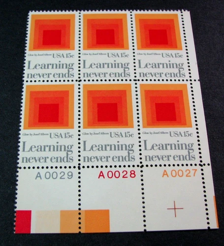 US Stamp Plate Block Scott# 1833 Homage to the Square 1980 MNH H418
