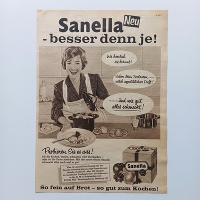 1959 Sanella Margarine Union Unilever Werbeanzeige Werbung Reklame Advertising