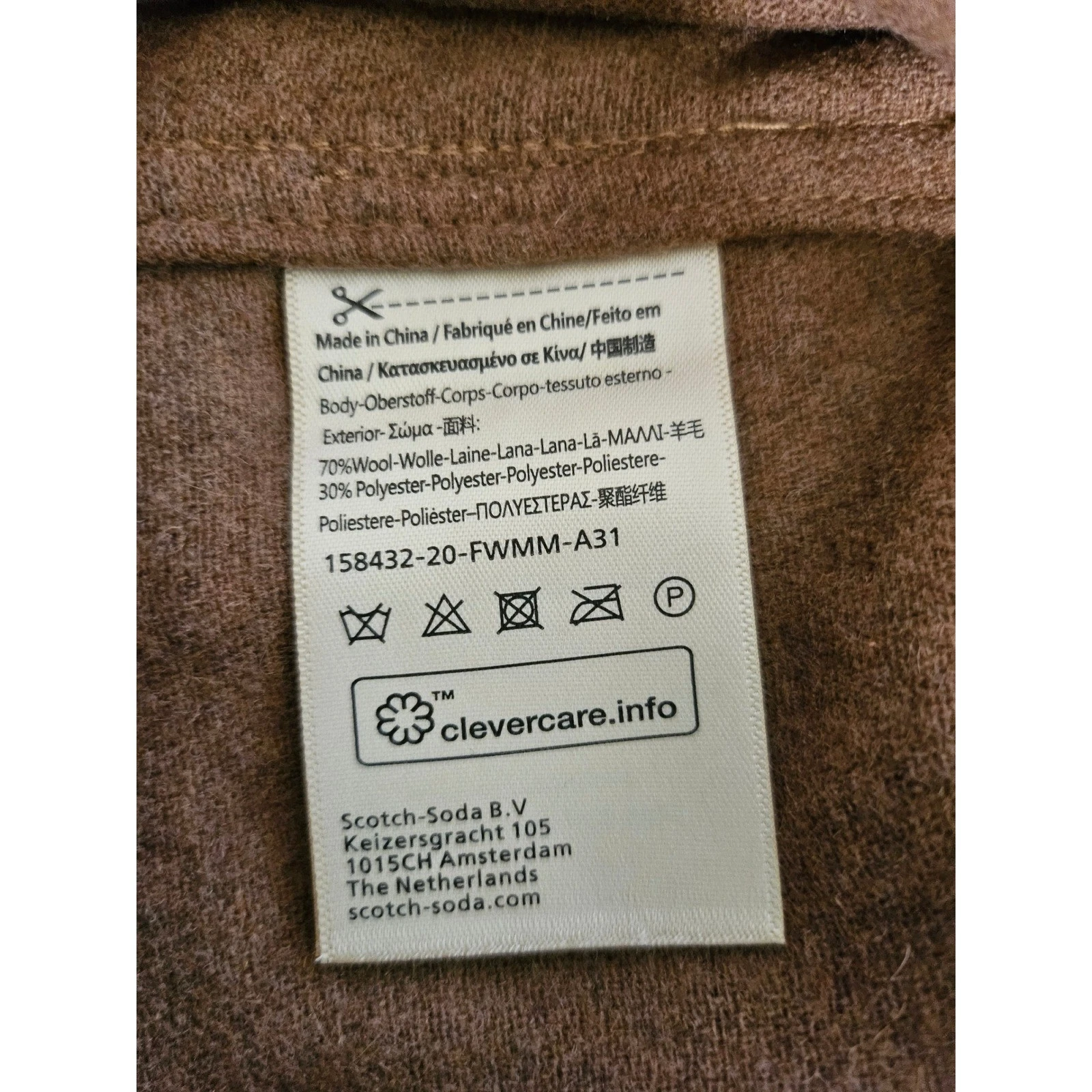 Scotch & Soda Shirt Jacket Mens XL Brown Wool Blend Overshirt 158432 - product detail image 7