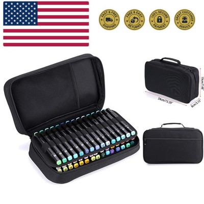 Versatile 60-Slot Art Marker & Lipstick Organizer - Stylish Canvas Carrying Case