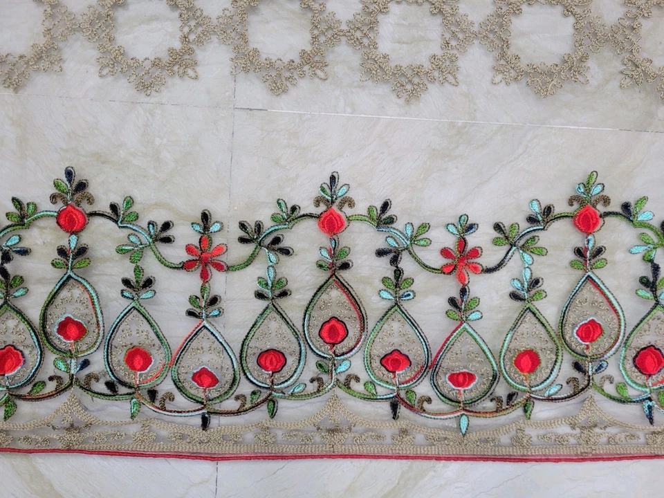 Nupcial étnico indio Punjab Phulkari tejido bordado red Dupatta bufanda hiyab Foto 4 de 4