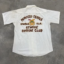 Vintage 1960s Morocco Temple Shrine Club Chain Stitch Button Up Shirt