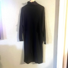 Vintage Joan Voss USA Black Sweater Dress PTP 25" Elegant Feminine Workwear Warm