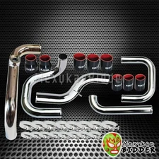 FMIC CHROME INTERCOOLER PIPING BLACK COUPLER SSQV BOV FLANGE KIT FOR HONDA CIVIC