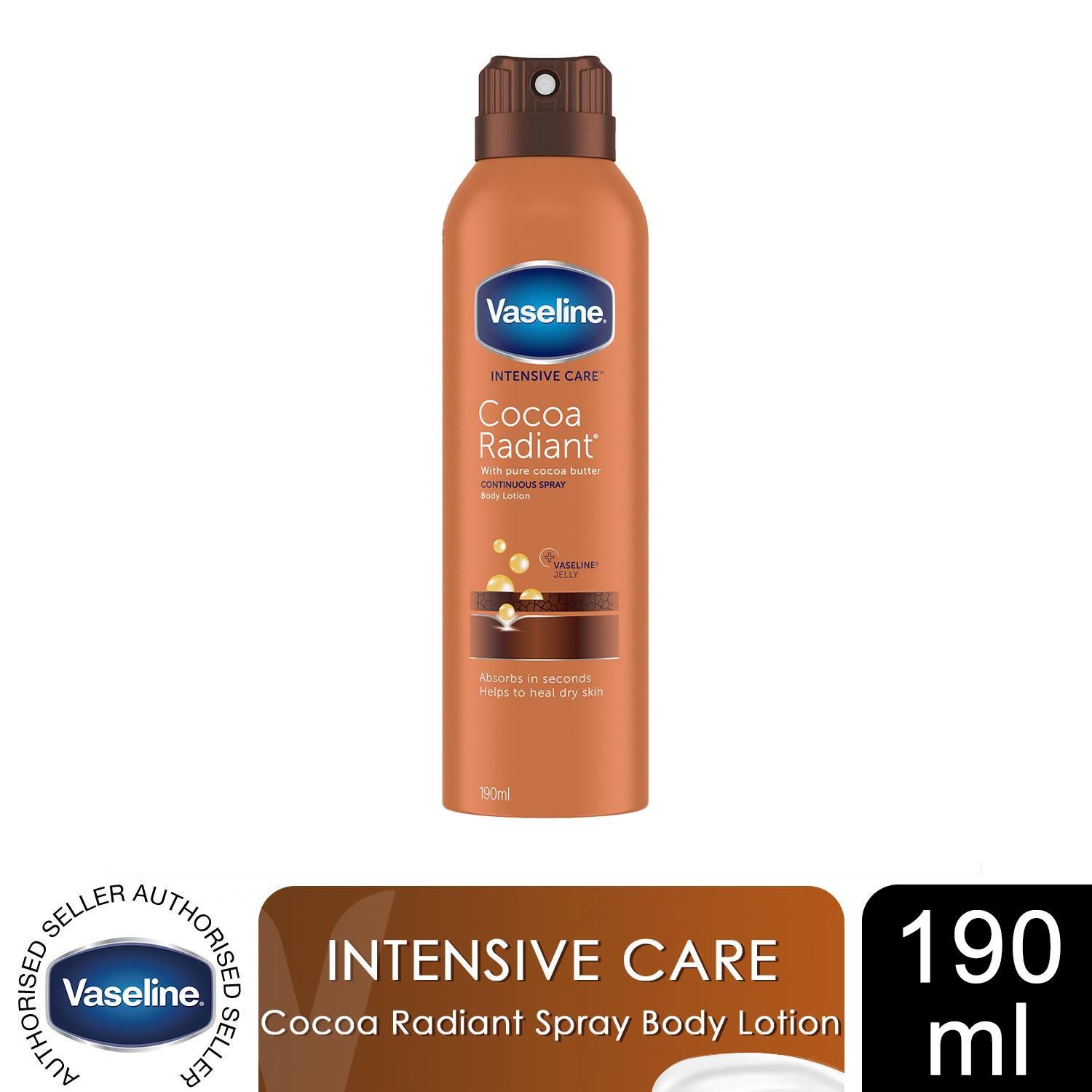 Vaseline Intensive Care Cocoa Radiant Spray Moisturiser 190ml Fast Absorbing