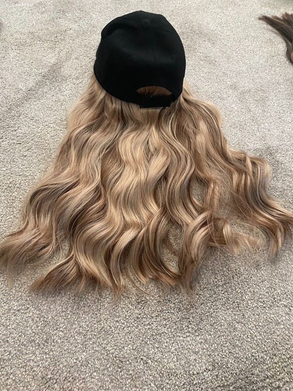 BLACK CAP WITH 15 IN EXTENSIONS QUALITY NWOT HAND WASH EASY STYLE CONVENIENC