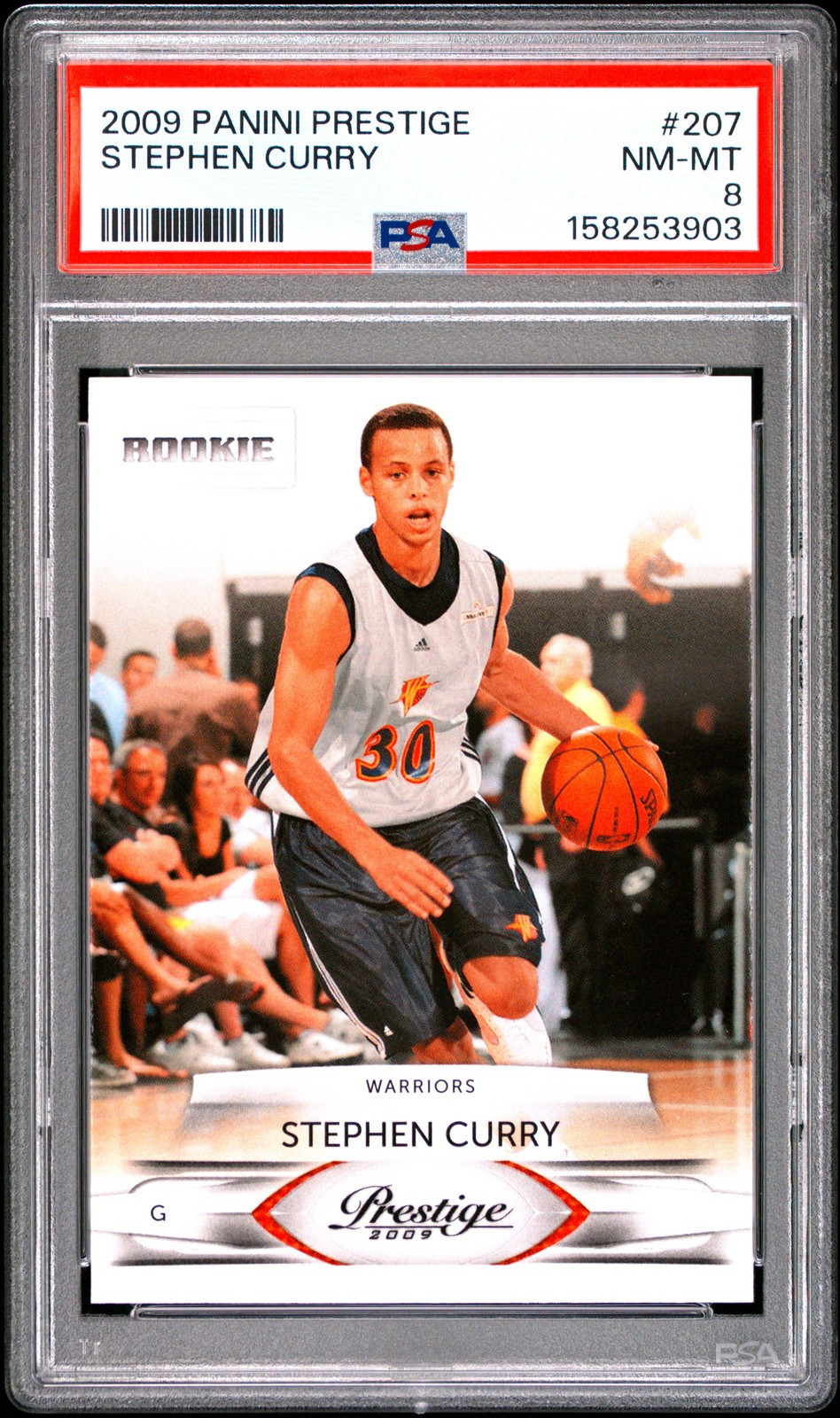 2009 PANINI PRESTIGE #207 STEPHEN CURRY ROOKIE RC PSA 8
