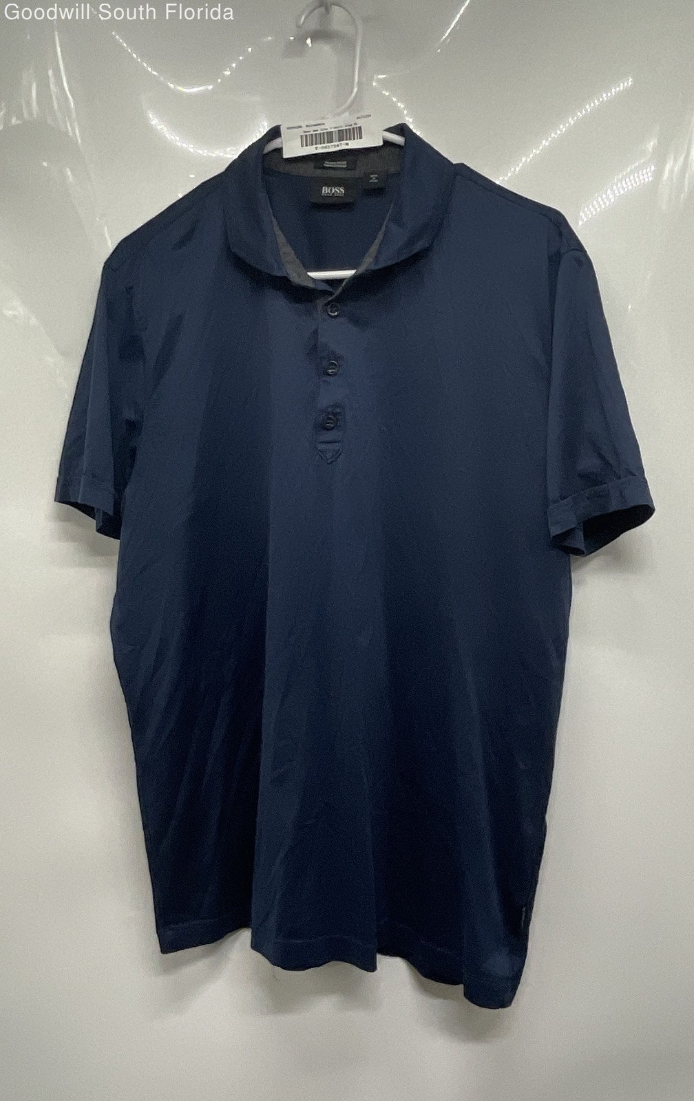 Hugo Boss Mens Blue Cotton Short Sleeve Collared Polo Shirt Size XL