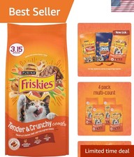 Purina Tender & Crunchy Combo: 4-Pack 3.15 lb Adult Cat Food with Chicken & Beef 3.33 per pound