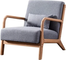 CANMOV Linen Accent Chair - Modern Armchair for Living Room/Bedroom
