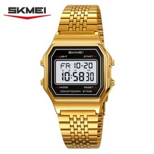 SKMEI Men LED Watch Male Steel Rectangle Wristwatch for Boys Digital Sport Watch