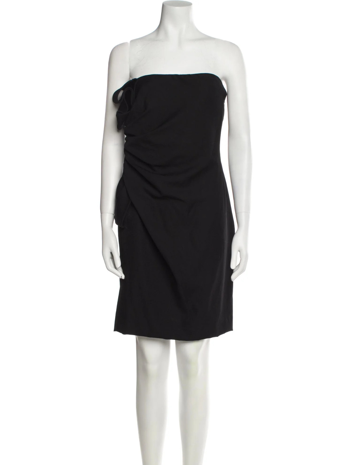 Valentino Black 100% Virgin Wool Strapless Shift Mini Dress - Size L