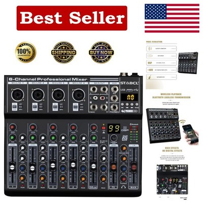 6-Channel Professional Audio Mixer: Enhance Your Sound with DSP & Phantom Power